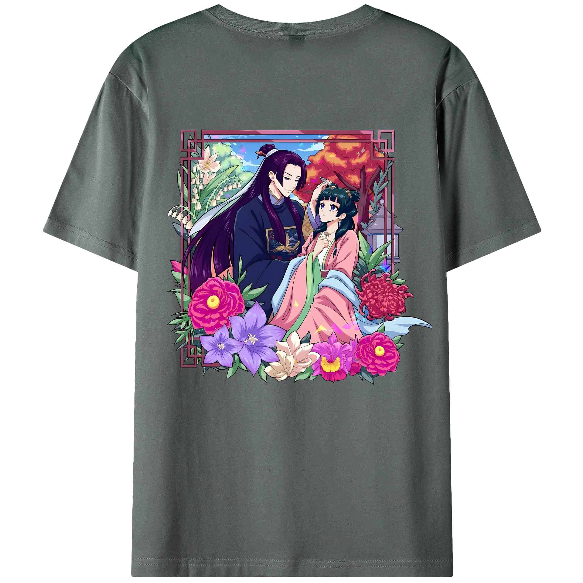 （画像用） 薬屋のひとりごと The Apothecary Diaries 綿100％ メンズ半袖Tシャツ（バックプリント） 通気性